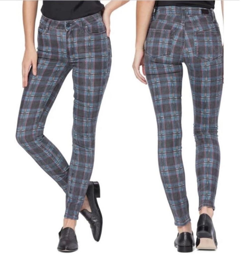 Paige jeans Hoxton ultra skinny black plaid size 29